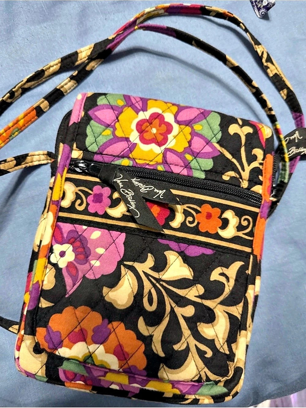 Vera Bradley Floral Crossbody Bag in Purple & Black